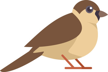 Minimalist vector illustration of a common bird standing in profile facing right, isolated on a white background