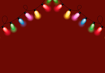 Christmas lights in red background