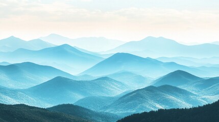 Fototapeta premium The mountains are covered in blue trees and the sky is clear