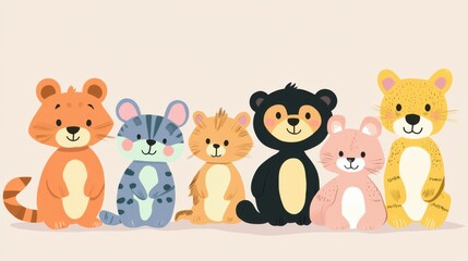 Naklejka premium Small Animal Role-Switching Illustration: A Whimsical Adventure