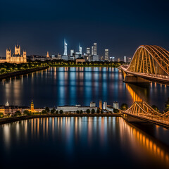Naklejka premium city skyline at night