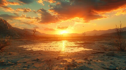 Breathtaking Sunset Over Arid Landscape