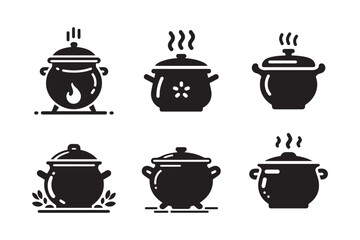 Cooking Cookware Icon Set Silhouette Vector Art & Illustration