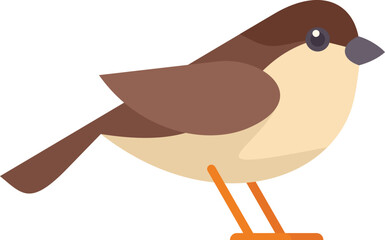 Small brown and beige bird is standing and looking to the right