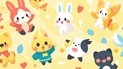 Fototapeta premium Small Animal Role-Switching Illustration: A Whimsical Adventure