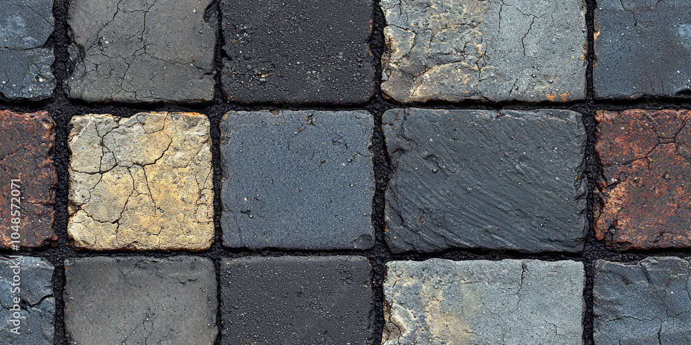 Poster seamless of rugged weathered concrete tile pattern grunge textured background for architecture and i