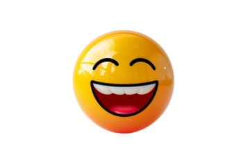 Laughing Face Expression Emoji Isolated on Transparent Background