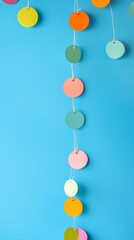 Colorful Circular Decorations Against a Blue Background