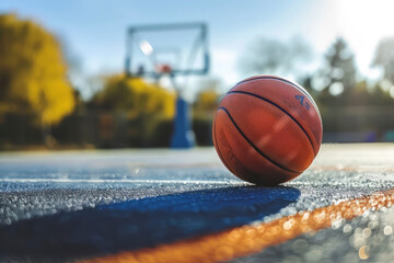 Basketball hoop with ball. Generative AI