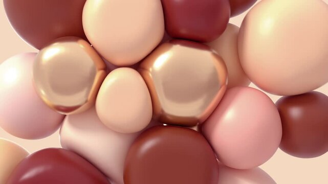 Abstract background with pink soft bouncing balls. 3D animation. 4K.
