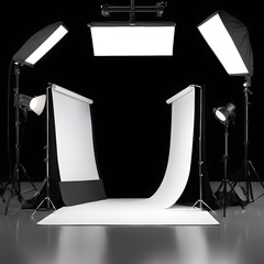 Elegant Studio Setup: Deep Black Contrast