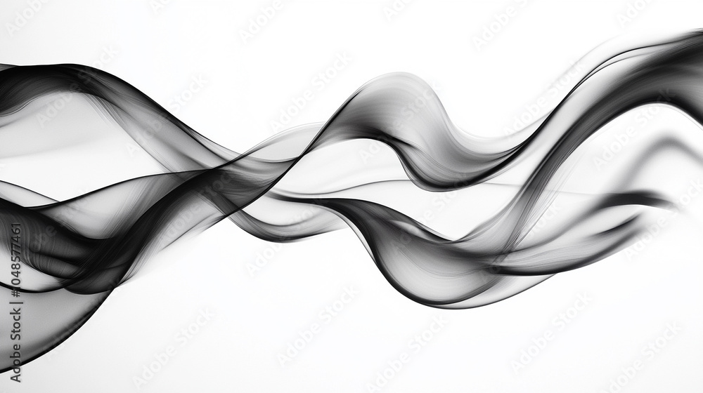 Fototapete abstract black wave flowing on white background. abstract black wave design isolated on white backgr