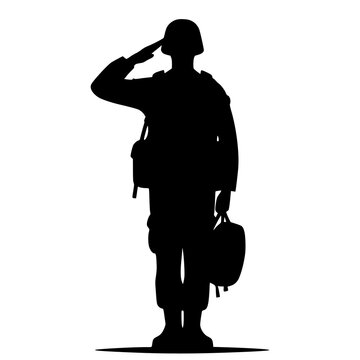 recommend clip art: Army Force Soldier Military silhouette vector, salute position. Art 
