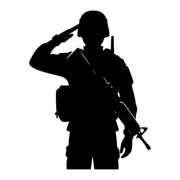 recommend clip art: Army Force Soldier Military silhouette vector, salute position
