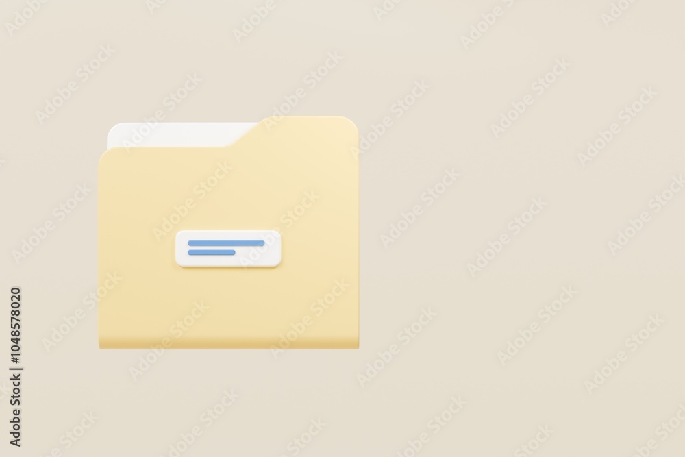 Poster 3d folder file icon. minimal yellow office files folder data storage bank data office files fold ico