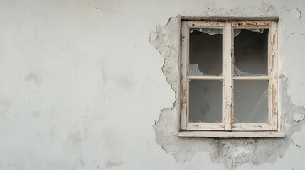 Abandoned house with broken windows, symbolizing despair and decay