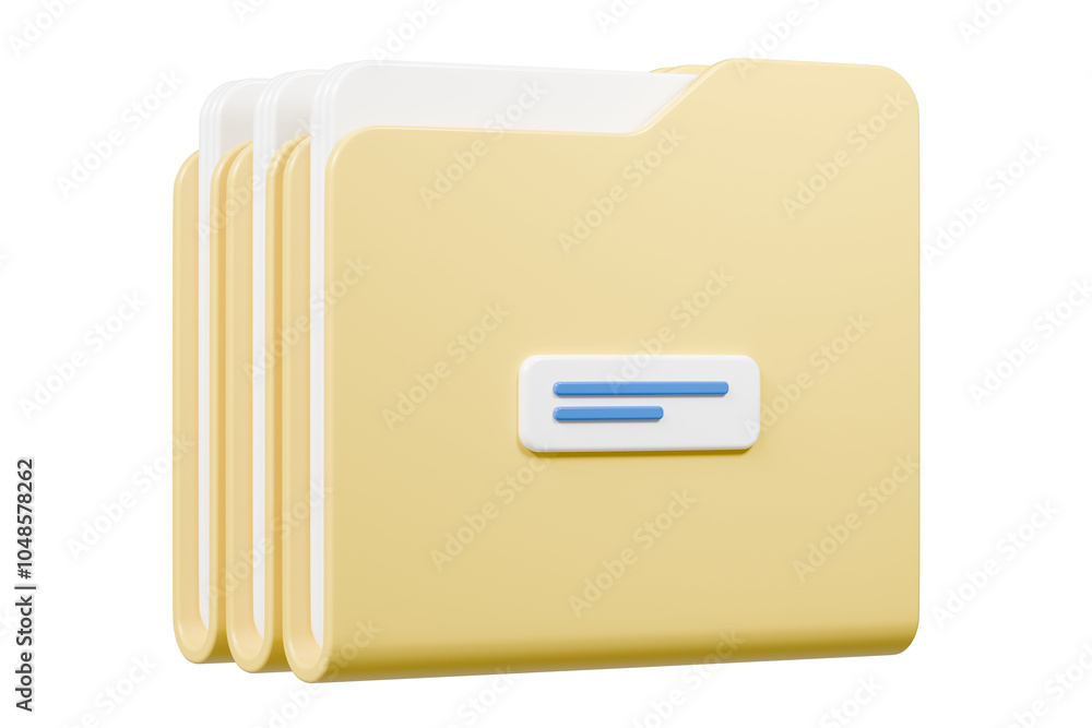 Aufkleber 3d folder file icon. minimal yellow office files folder data storage bank data office files fold ico