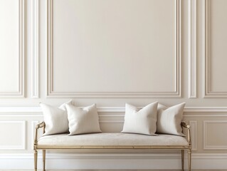 Elegant Living Room Wall Mural with Couch and Pillows