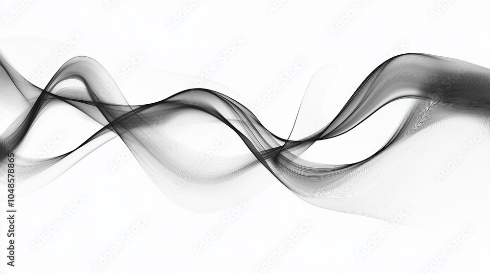 Fototapete abstract black wave flowing on white background. abstract black wave design isolated on white backgr