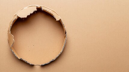 Brown cardboard cut into circle shape, visible corrugation, natural texture emphasis
