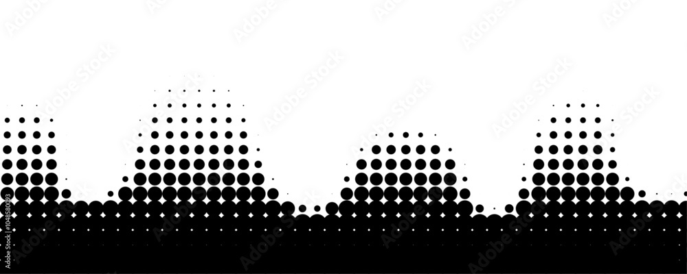 Fototapete Abstract dotted wave. Flowing dots particle wave fade on transparent background. Textured fluid Halftone gradient effect. Dynamic vector design with points.