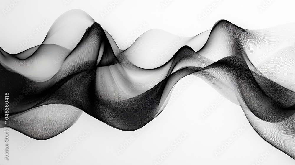 Fototapete abstract artistic blend line on white background. abstract black smoke flow on white. a black and wh