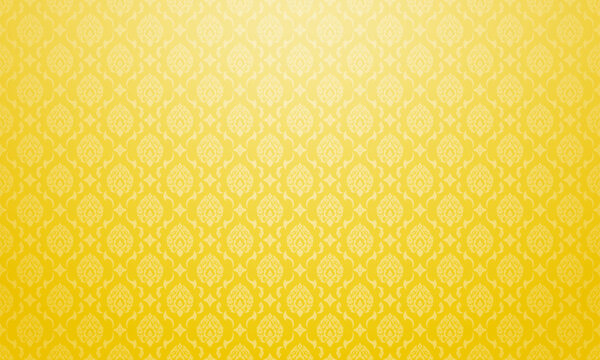 Luxury Thai pattern Golden background vector illustration. Lai Thai element pattern. Bright yellow gold theme