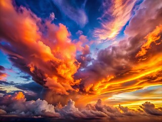 Naklejka premium Colorful Clouds Rolling Away in Aerial Photography - Captivating Sky Views for Nature Lovers and Landscape Enthusiasts