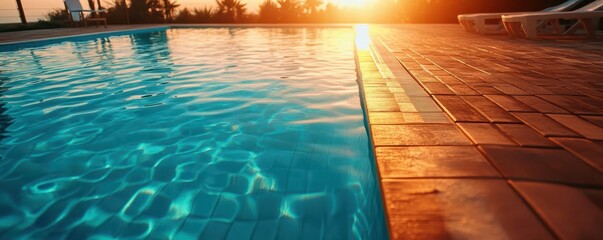 Obraz premium Swimming pool, vibrant colors, refreshing scene, poolside, inviting