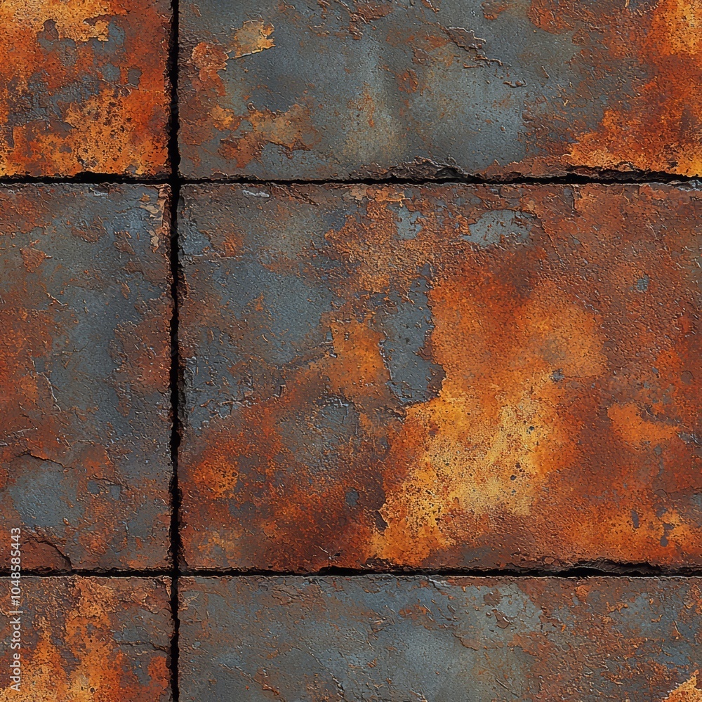 Poster seamless of rusty textured metal surface with oxidized weathered pattern