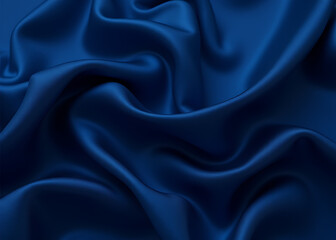 Obraz premium Silk satin fabric features a navy blue abstract dark blue background with soft wavy folds and elegant elegant design space available.