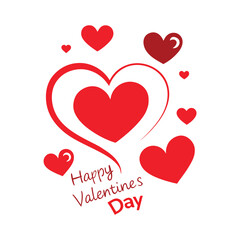 Valentine Hearts and Happy Valentine’s Day Text Vector