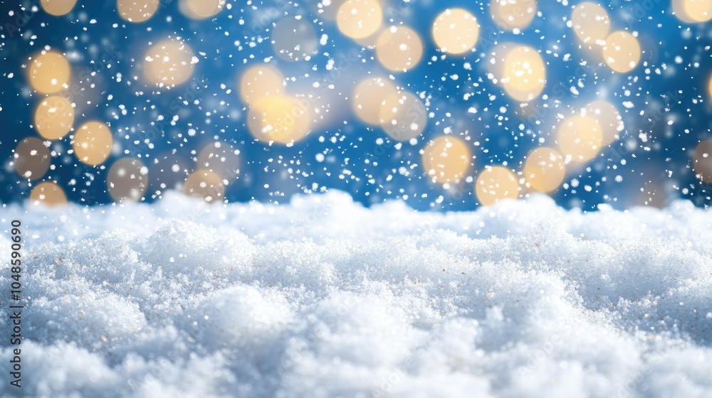 Aufkleber snowfall with soft bokeh background for winter themes