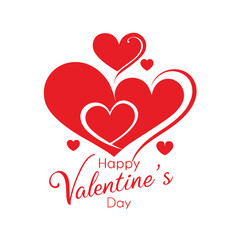 Valentine Hearts and Happy Valentine’s Day Text Vector