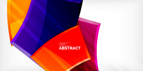 Obraz premium Round 3d shapes, plates background. Creative composition design template