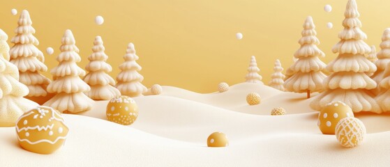 Enchanting Winter Wonderland: Snowy Landscape with Whimsical Treescapes