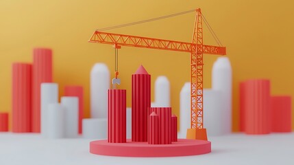 Obraz premium High Rise Building Construction Scene with Cranes