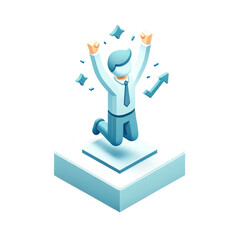 ビジネス・達成・勝つのアイソメトリックイラスト画像Isometric illustration image of business, achievement and victory