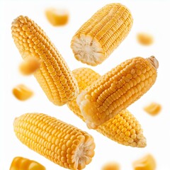 levitating corn isolated on a white background