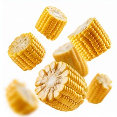 levitating corn isolated on a white background