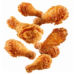 levitating fried chicken, isolated on white background