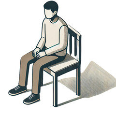 ビジネス, いす, セッション, オフィス,落ち込んだ人のアイソメトリックイラスト画像Business, Chair, Session, Office, Depressed Person Isometric Illustration Image