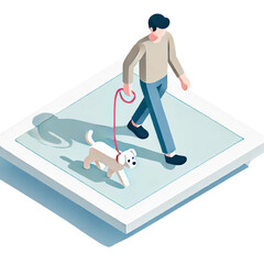 スポーツ,犬,散歩,ペットのアイソメトリックイラスト画像