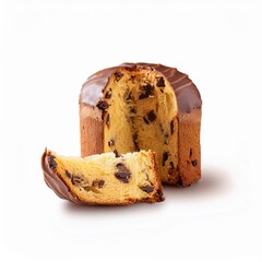 chocolate covered panettone filled with chocolate, isolated on white background