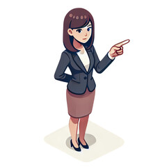 オフィス, スーツ, 成功,女, ビジネス, 女性実業家, 立っていることのアイソメトリックイラスト画像Isometric illustration image of office, suit, success, woman, business, businesswoman, standing