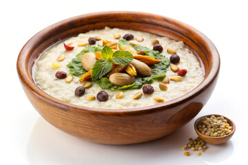 Ayurvedic porridge, isolated on white background