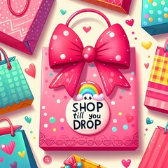 pink shopping bags