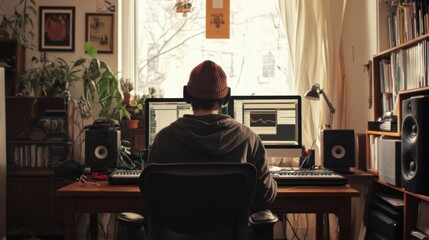 Fototapeta premium Tutor conducting an online lesson from home