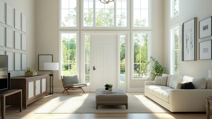 Fototapeta premium Bright and Airy Modern Living Room Interior Design