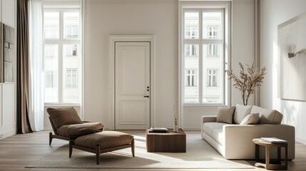 Fototapeta premium Elegant Minimalist Living Room Interior Design
